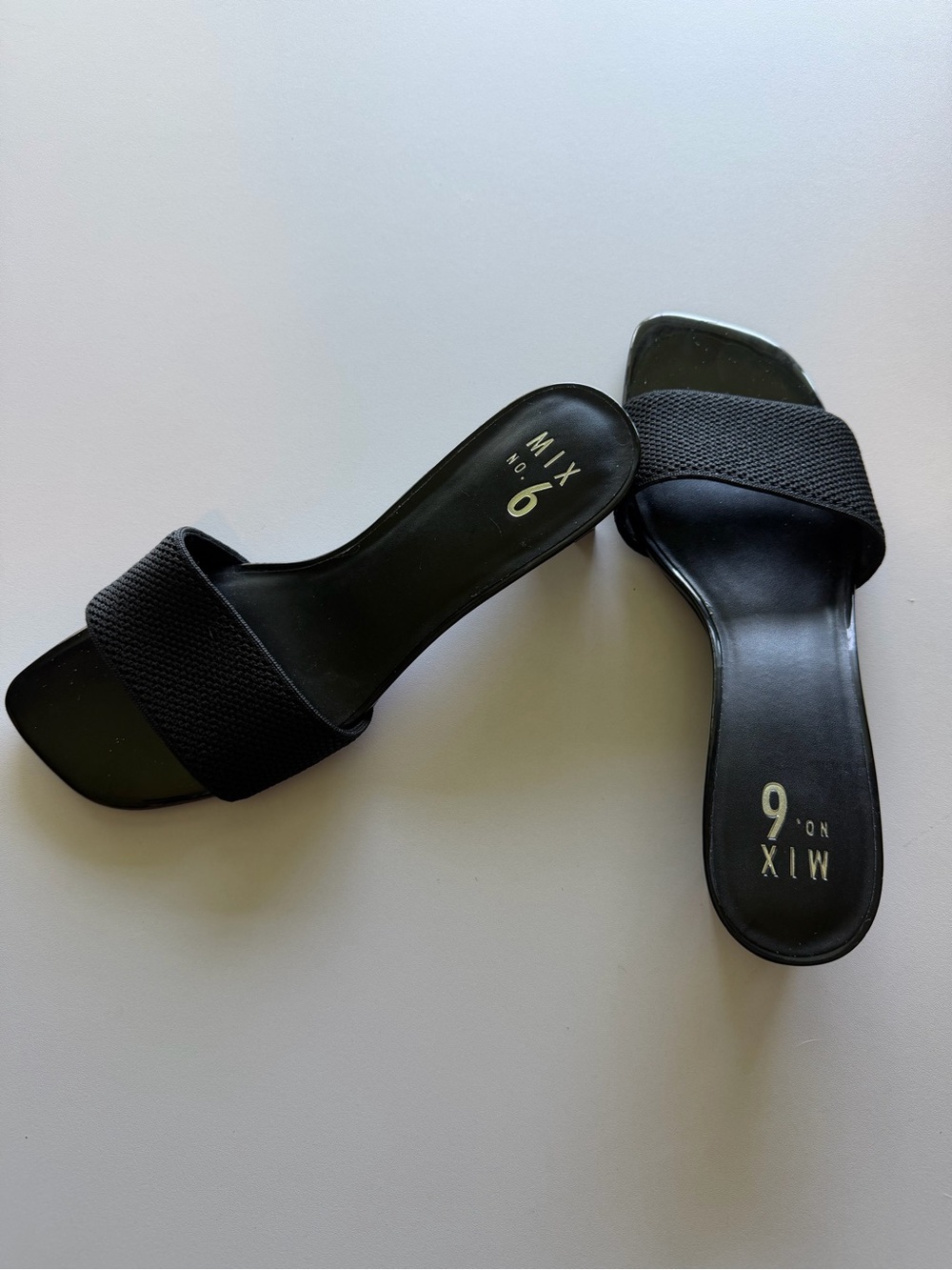 Mix No. 6 Black Wide-Strap Slide Mules